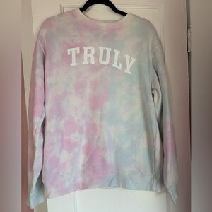 TRULY Vodka Pastel Tie Dye Crewneck Sweatshirt Graphic Pullover Size M